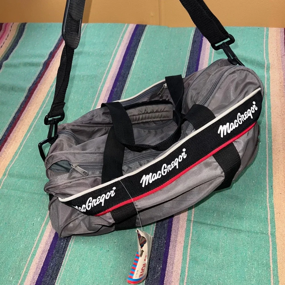 MacGregor Sports Tote Bag Unisex Medium Gray Vintage Nylon Duffel Racket Bag NWT